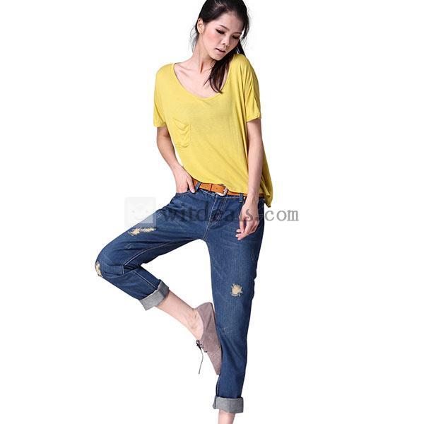 美脚ジーパン スラックス 着痩せデニム ダメージデニム ライト カジュアル コーディネート自在