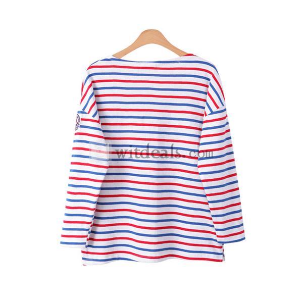 長袖Tシャツ ファッション 新作レディースブラウス ストライブ 可愛い丸ネック 韓版