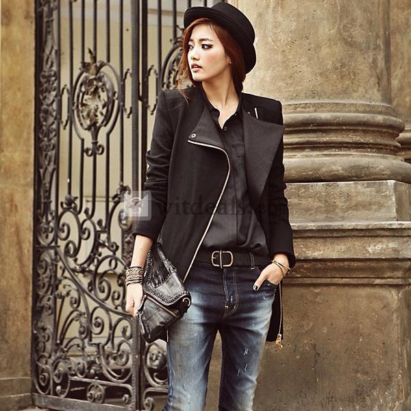 秋冬新作のレディースコート 羊毛モザイクコート スプリング 欧米風レディースジャケット ブラック