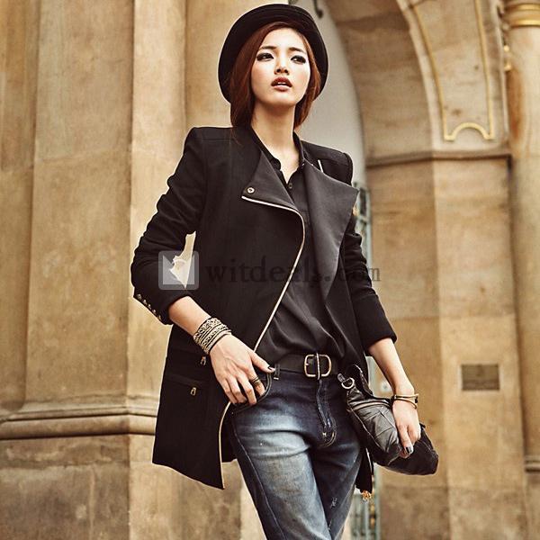 秋冬新作のレディースコート 羊毛モザイクコート スプリング 欧米風レディースジャケット ブラック