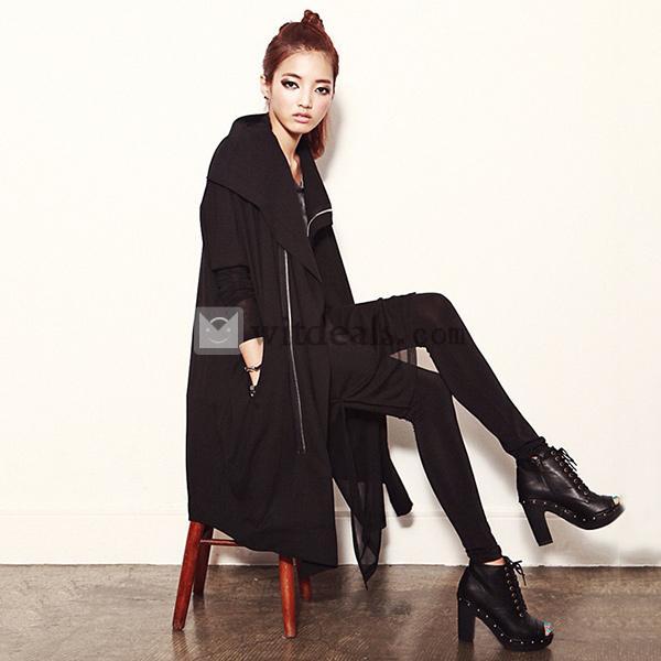 開襟レディースコート 秋冬新作のパーカー ジャケット おしゃれ 韓国風長袖コート コットン ブラック