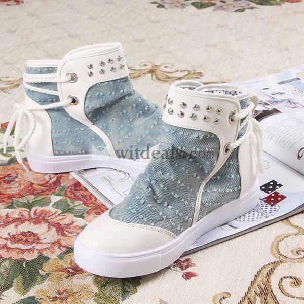 ハイカットキャンバススニーカー カジュアルシューズ レディーススニーカー スタッズ ローシューズ 春秋