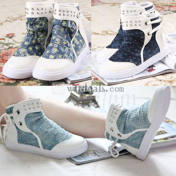 ハイカットキャンバススニーカー カジュアルシューズ レディーススニーカー スタッズ ローシューズ 春秋