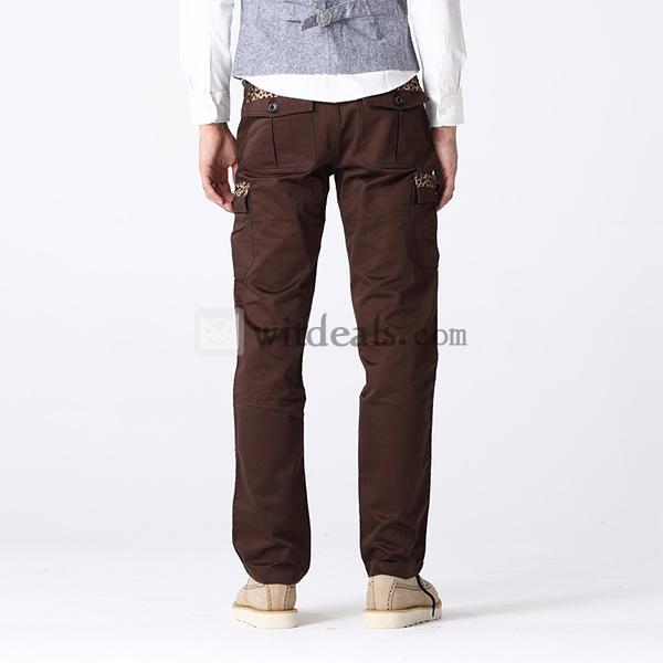 メンズ ズボン コットンパンツ 綿パン ロング丈 チノパン ロングパンツ ボトムス ヒョウ柄 メンズファッション 秋物 冬