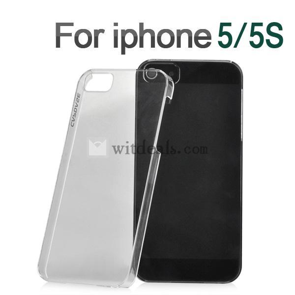 iPhone5S透明ケース ハードケース＋レザーバッグ＋ミニスタンド＋液晶保護フィルム4件セット