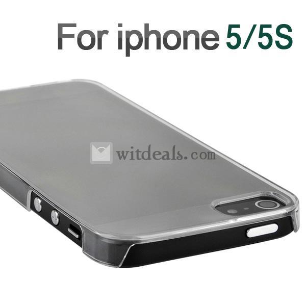 iPhone5S透明ケース ハードケース＋レザーバッグ＋ミニスタンド＋液晶保護フィルム4件セット