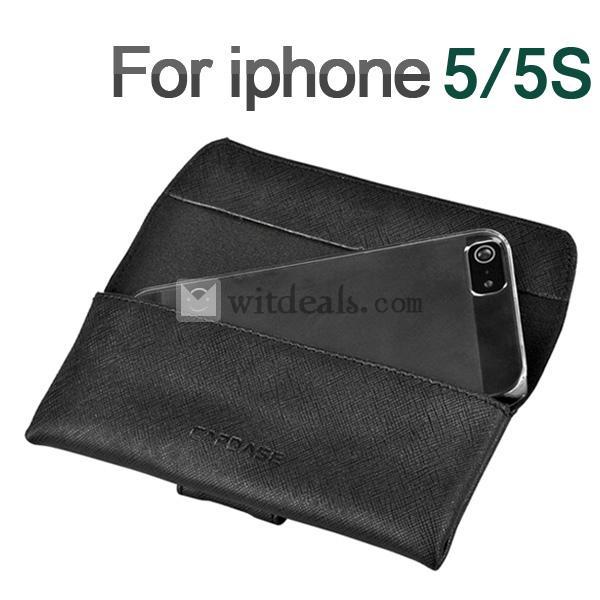 iPhone5S透明ケース ハードケース＋レザーバッグ＋ミニスタンド＋液晶保護フィルム4件セット