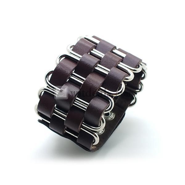 メンズパンクブレスレット パンクリストバンド レザーブレスレット 調整可能アクセサリー ファッション