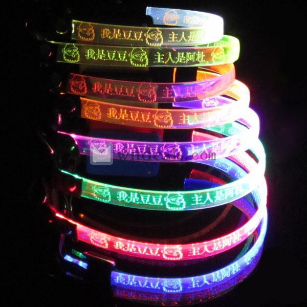 犬用品 首輪 刻印 犬 LED 光る首輪 LED首輪 ペット ペット用品 ペットグッズ S/M/Lサイズ