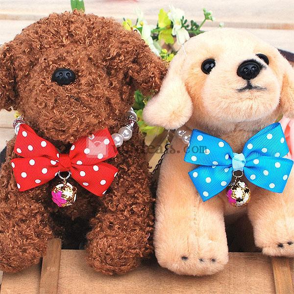 リボンパールネックレス 犬用 猫用 ペット アクセサリー 首輪 くびわ ペット用品 ペットグッズ