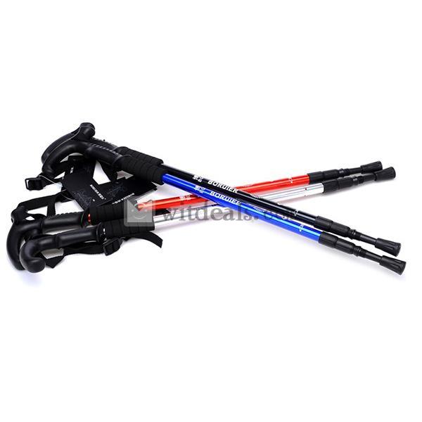 アルミ ３段伸縮式 トレッキングステッキ 杖 T型 登山杖 ポール 登山用ストック