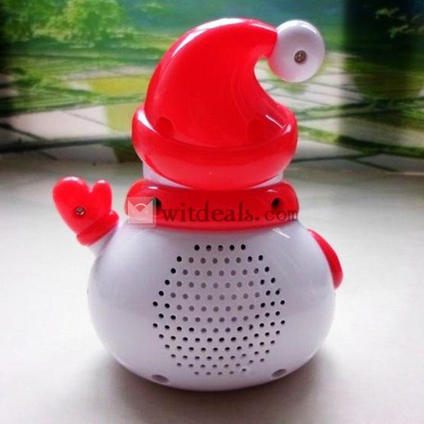 TFカード用ミニスピーカー クリスマス雪だるまスピーカー イヤホン用できる 子供にプレゼント プラスチック