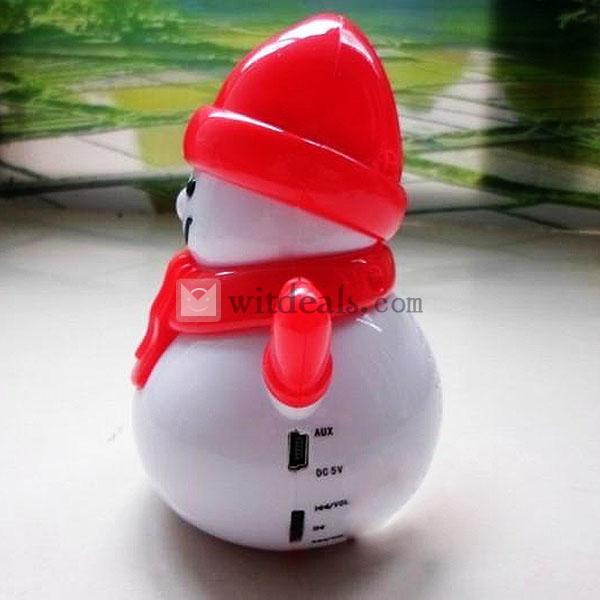 TFカード用ミニスピーカー クリスマス雪だるまスピーカー イヤホン用できる 子供にプレゼント プラスチック