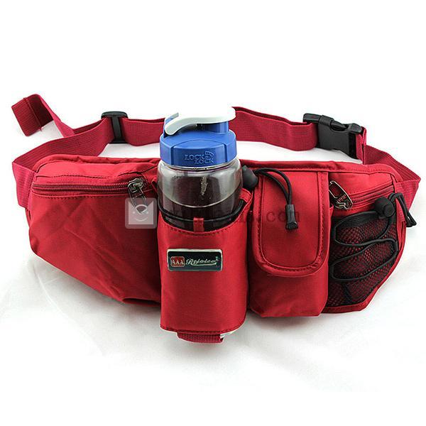 アウトドア ウェストバッグ ウエストポーチ 水筒用 ポーチ付き