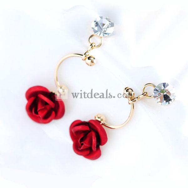 花嫁アクセサリー ネックレス＋イヤリング ウェディング 結婚式 日韓 ジルコン/ラインストーン レッド