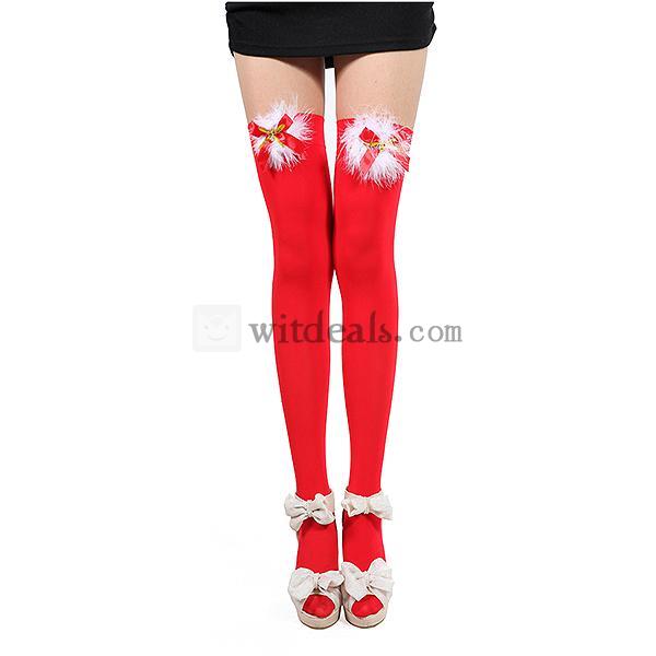 ストッキング 靴下 クリスマス ジングルベル×赤リボン×白ファー セクシーコスプレコスプレグッズ 3足組