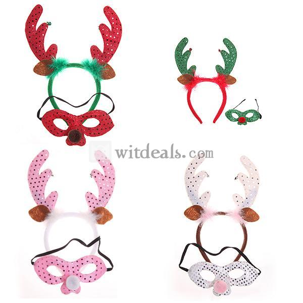 クリスマス【カチューシャ+仮面マスク】* 3セット ヘアアクセ ヘッドアクセ 仮面 半面マスク 仮装 サンタ コスチューム かわいい 激安☆超人気 雰囲気を盛り上げ