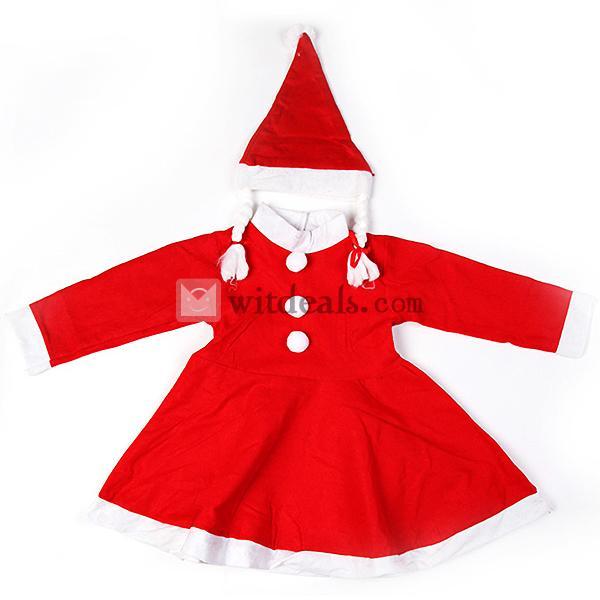 女の子 キッズサンタワンピース クリスマス衣装 子供用 帽子付きコスチューム 子ども サンタクロース 仮装 激安 安い