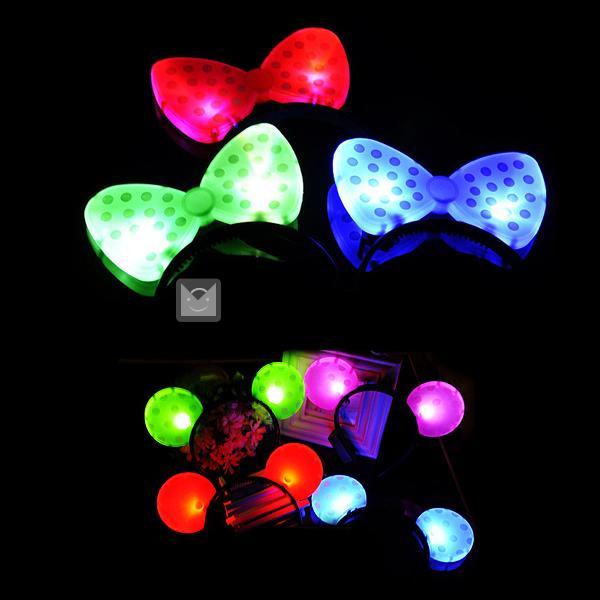 リボンカチューシャ LED キラキラ ヘアアクセサリー イベント ヘアアクセ クリスマス お祭り パーティ雑貨 コスプレ 5個セット