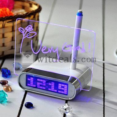目覚まし時計 デジタル時計 置き時計 メッセージボード LEDデジタル時計　人気 蛍光 ブルー グリーン
