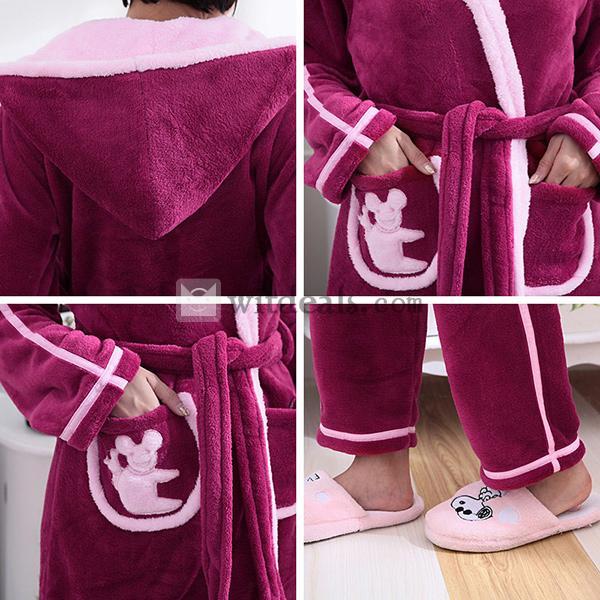 レディース ルームウェア ルームウエア パジャマ ガウン上下セット 長袖 部屋着 結婚祝い 帽子付き 秋冬