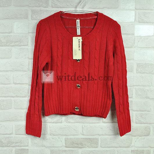 長袖 カーディガン レディース ニットセーター 赤 カーディガン 秋冬 ニットカーディガン カーデ 厚手 丸ネック