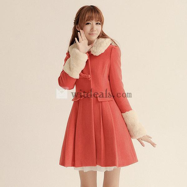 2013新作のコート ダッフルコート 秋冬ダッフルコート レディースオーバーコート キャメル/レッド