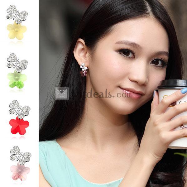 レディースイヤリング 女性向け 蝶と花のピアス 合金アクセサリー 自然風ピアス 小物 ギフト