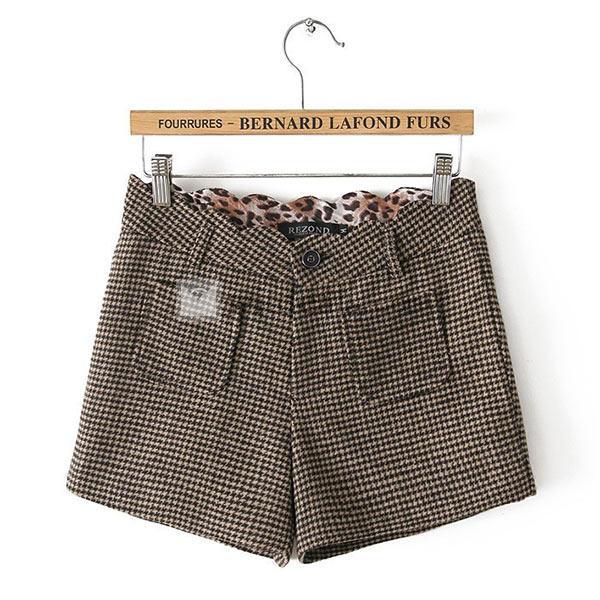 チェック ショートパンツ ショーパン レディース 厚め ボトムス 秋冬 秋物