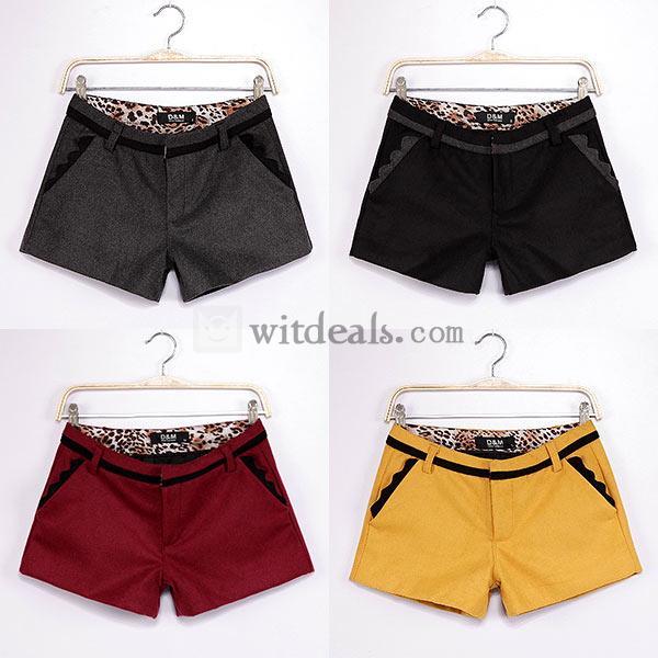 秋冬ショートパンツ 無地 ラシャ レディースパンツ キュロット 秋物 冬物 無地 全3色