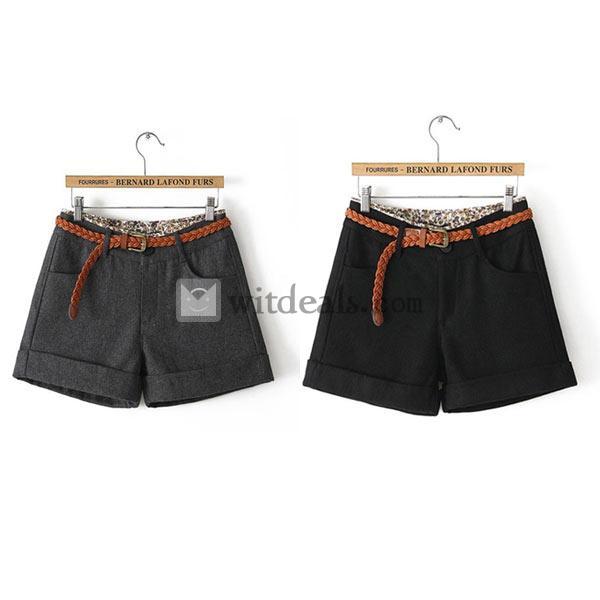 ショートパンツ レディース 春秋冬 厚め ショート丈 ショーパン 短パン 女 ラシャ