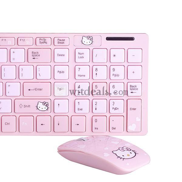 ワイヤレスマウス キーボード 省エネ セット パソコンキーボード USB接続 カワイイ 猫マウス ピンク