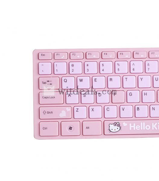 ワイヤレスマウス キーボード 省エネ セット パソコンキーボード USB接続 カワイイ 猫マウス ピンク