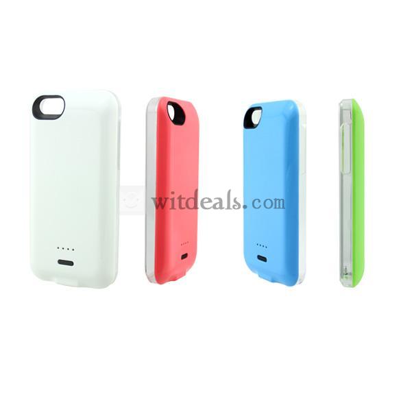 iPhone5c対応 バッテリー内蔵ケース カバー 電源 充電器 大容量 極薄