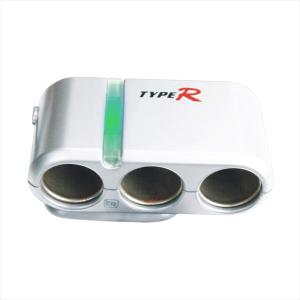自動車ライト付きロータリー3ホール電源ソケット変換器／電源分配器3ポート