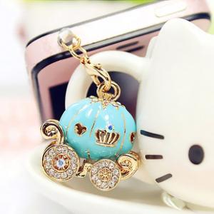 イヤホンジャック アクセサリー　揺れる小さなカボチャ車　iPhone　5対応　ブルー