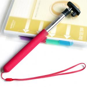 デジカメ 一脚 小型　 ビデオカメラ一脚　セルフタイマーなど用　レッド 汎用