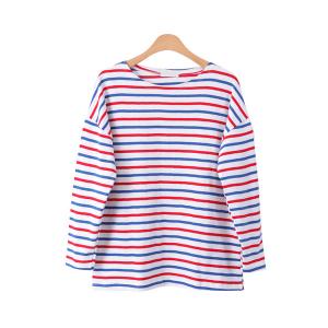 長袖Tシャツ ファッション 新作レディースブラウス ストライブ 可愛い丸ネック 韓版