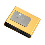 マイクロUSB2.0マルチカードリーダー　CF MS SD MMC T-Flash対応　6in1　ゴルド