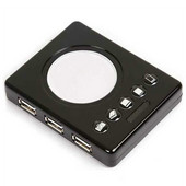 多機能　USB2.0マルチカードリーダー　ハブ付き　LED付き　ブラック