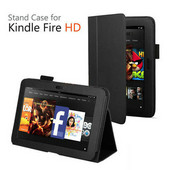 PU革　ライチ皮紋　Amazon Kindle Fire HD 保護カバー ／ケース ブラック