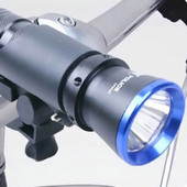 17W多機能自転車懐中電灯／ヘッドライト　懐中電灯台座付き　ブルー
