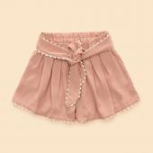 ゆるショートパンツ 短パン ホットパンツ　女　キュロット リボンベルト　