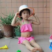 女の子 キュート ビキニ水着 子供 キッズ ベビー 星連体水着 ローズレッド※蝶分体水着 ピンク