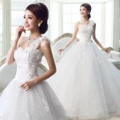 花嫁ドレス ウエディングドレス 二次会 結婚式ドレス プリンセスライン 花嫁 ホワイト 白 ミドルウェスト パッド入り
